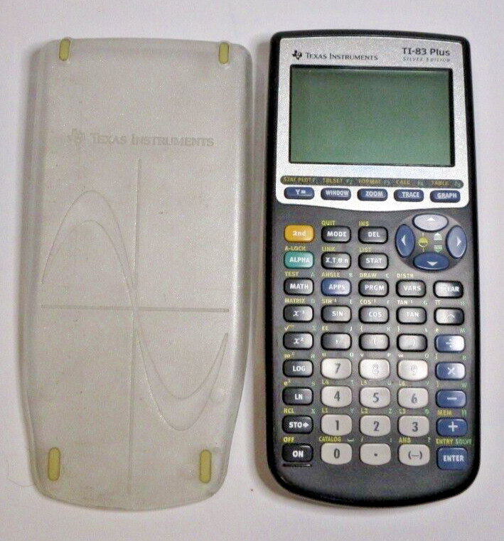Texas Instruments TI-83 Plus Silver Edition Graphing Calculator & Cover UNTESTED