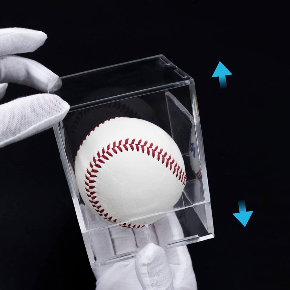 8 Pack Baseball Display Cases - UV Protected Acrylic Square Baseball Holder, Off