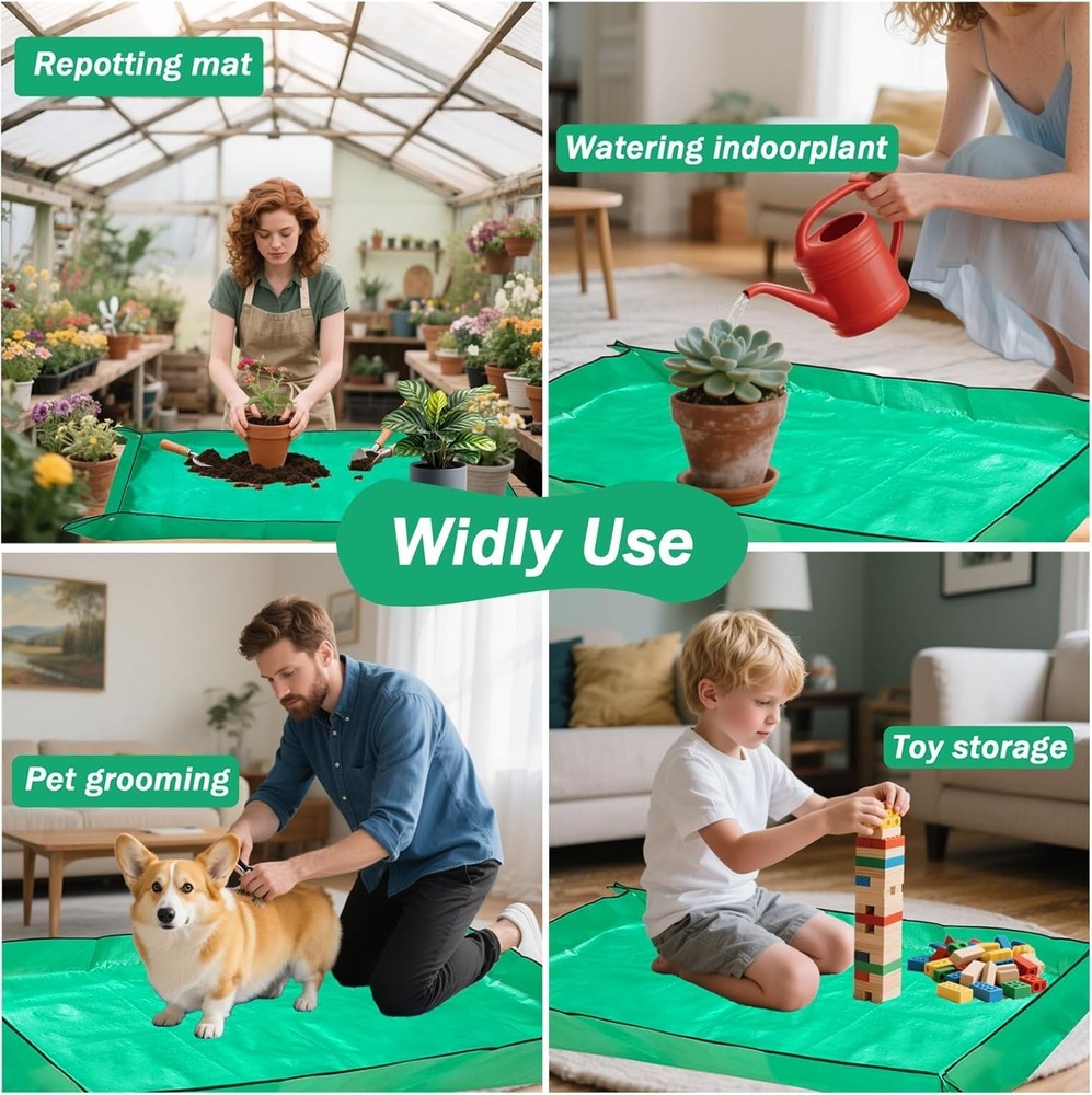 Thickened Foldable Repotting Mat for Indoor Plants - 59'' x 59'',''Mess Control