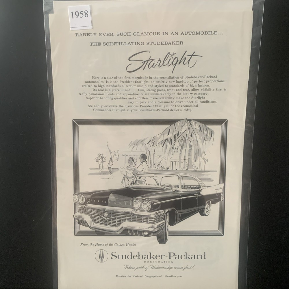 Vintage 1958 Studebaker Packard Starlight Rarely Ever Such Ad Advertisement