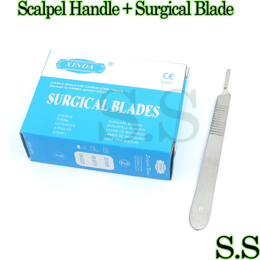 100 Scalpel Blades #12 + 1 Scalpel handle # 3