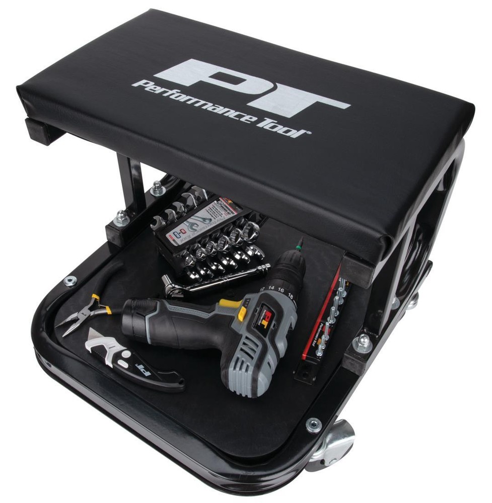 Performance Tool W85007 Mechanic Stool C-Frame 250 Pound Weight Capacity Black
