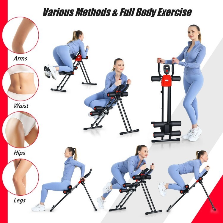 Foldable Core Abdominal Trainer Adjustable AB Crunch Workout Machine LCD Display