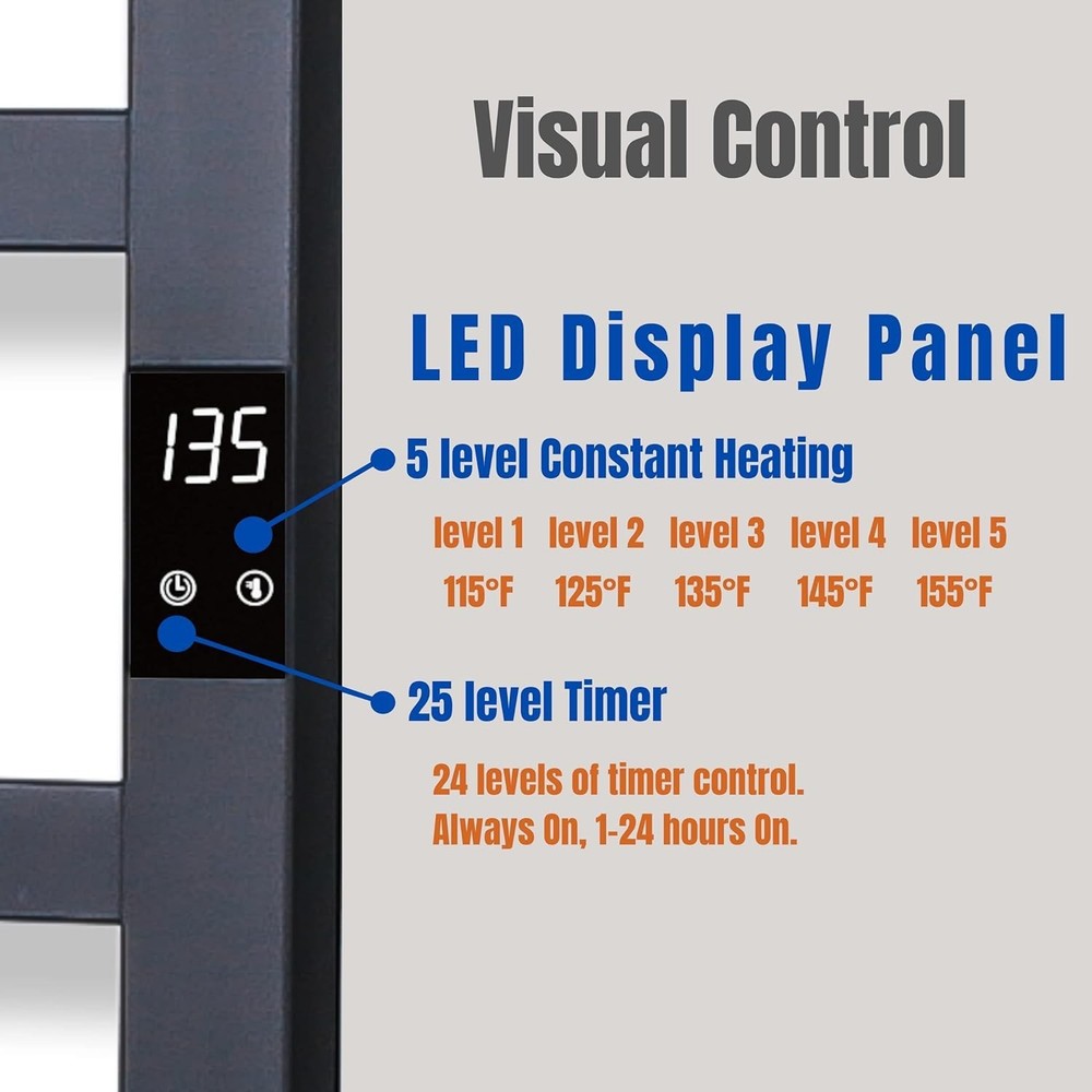 Electric Towel Warmer | Super Thin | with Timer & Temperature Multi-Level Adj...