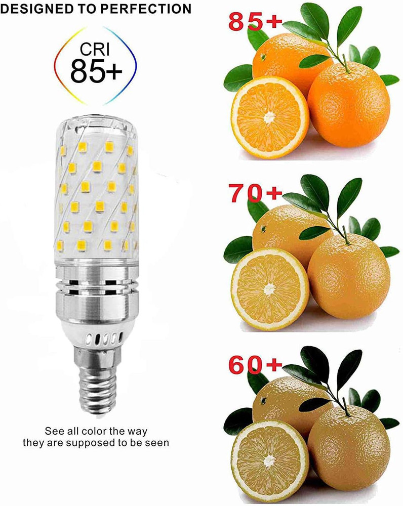 E12 LED Corn Bulbs 16W (4 Pack) 3000K Warm White 80 Leds 2835 SMD 1500LM 120W In