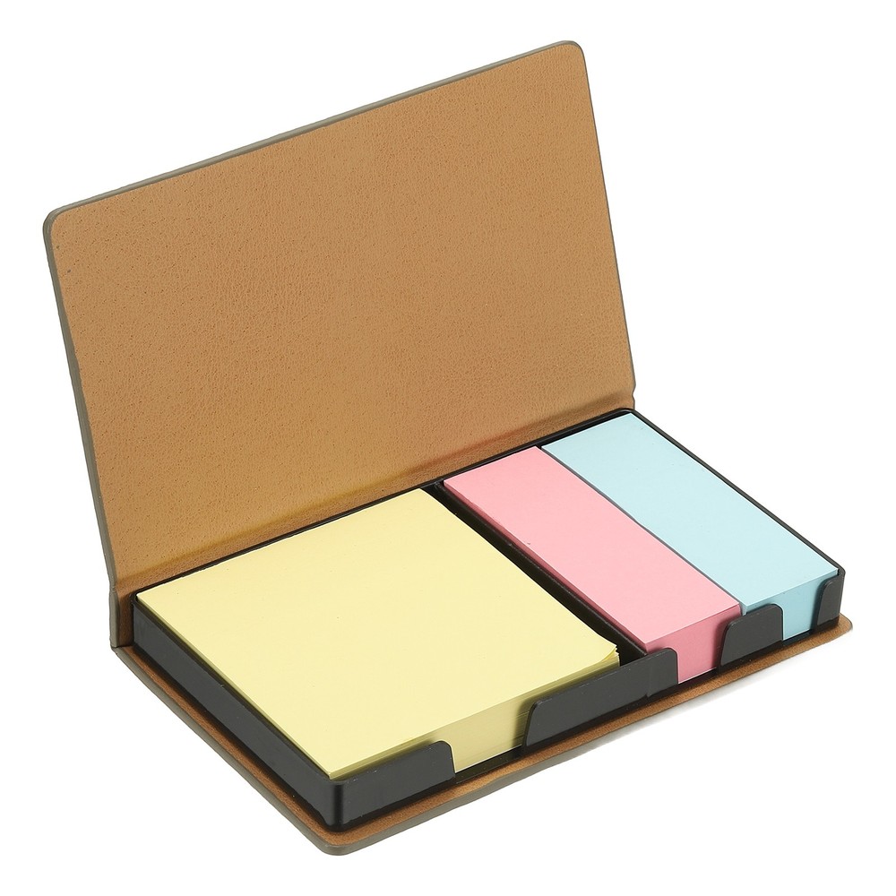 Leather Sticky Notes Holder, Post Notes Holder Box, Gray