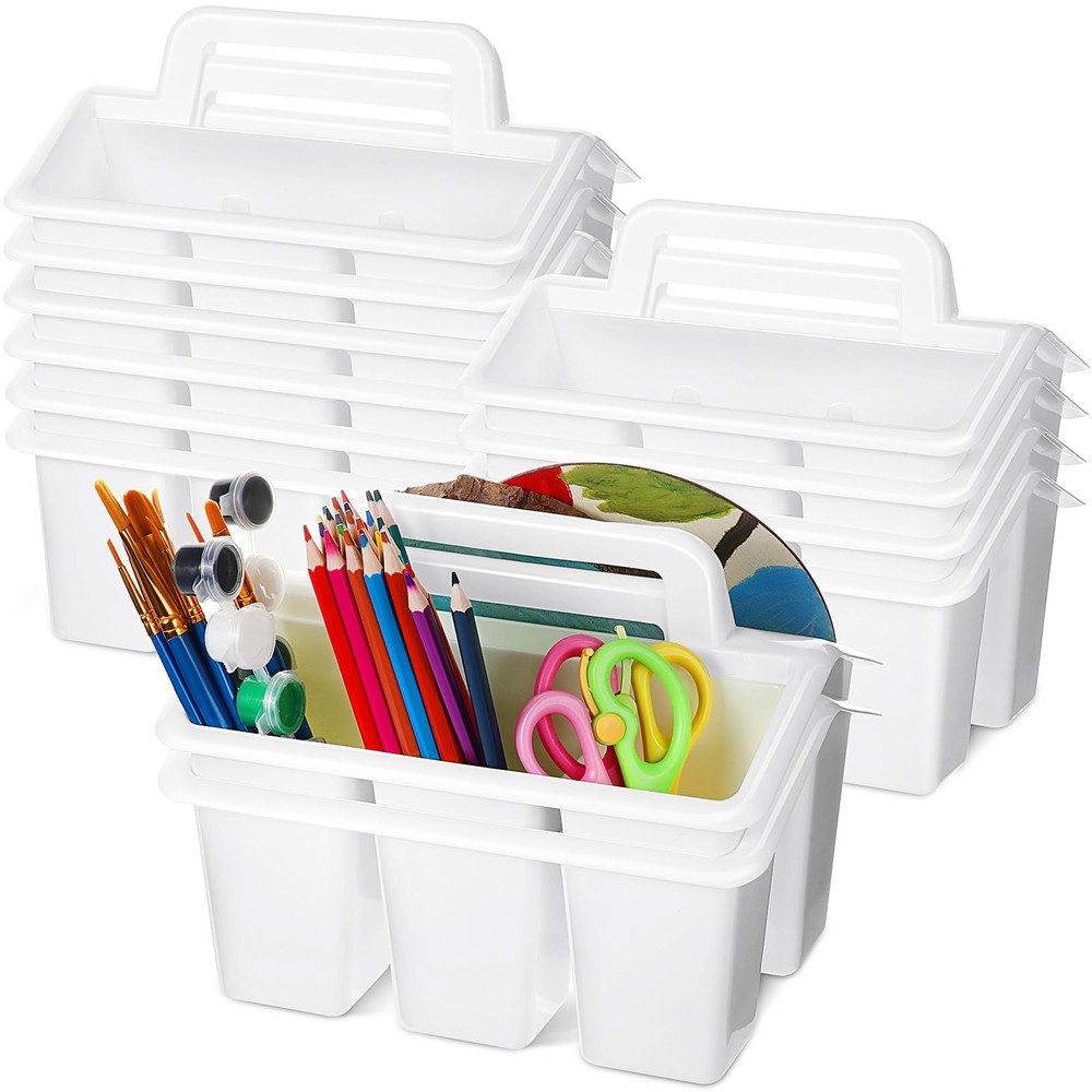 12 Pcs Classroom Storage Caddies Stackable Utility Caddies with 4 Compartment...
