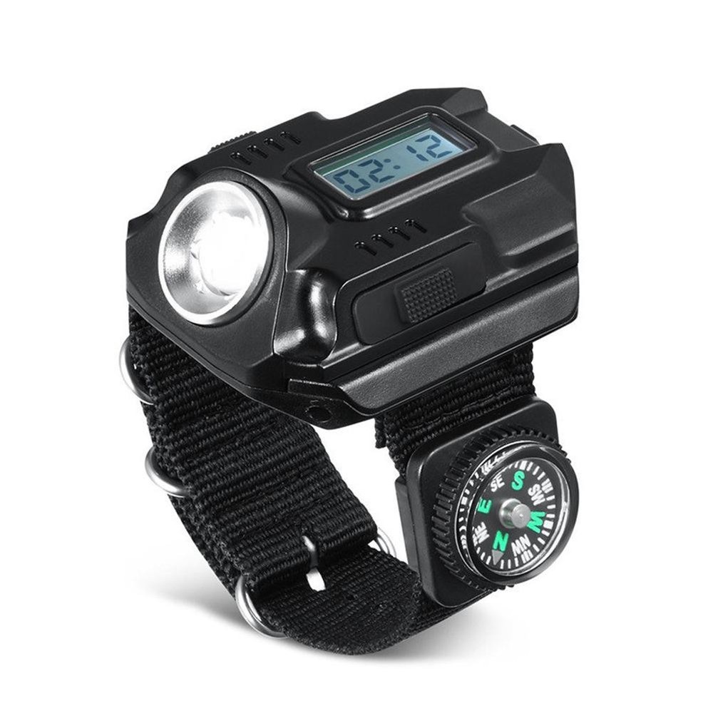 LED Wrist Watch Flashlight Torch Light USB Charging Rechargeable Flashlight E
