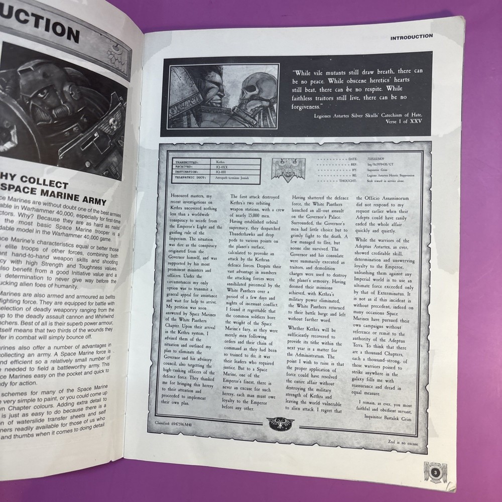 Games Workshop - Warhammer 40K - Codex - Space Marines - 1998 FREE SHIPPING