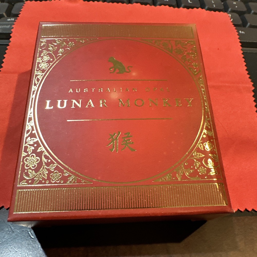 2016 AUSTRALIAN OPAL LUNAR MONKEY 1 oz SILVER W/COA & LIT DISPLAY BOX