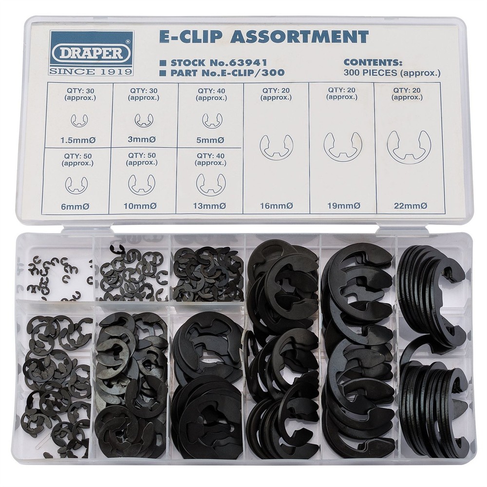 Draper 63941 E-Clip Assortment 300 Piece