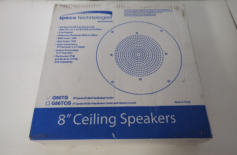 SPECO TECHNOLOGIES G86TG DUAL CONE 8 INCH - FULLY FUNCTIONAL