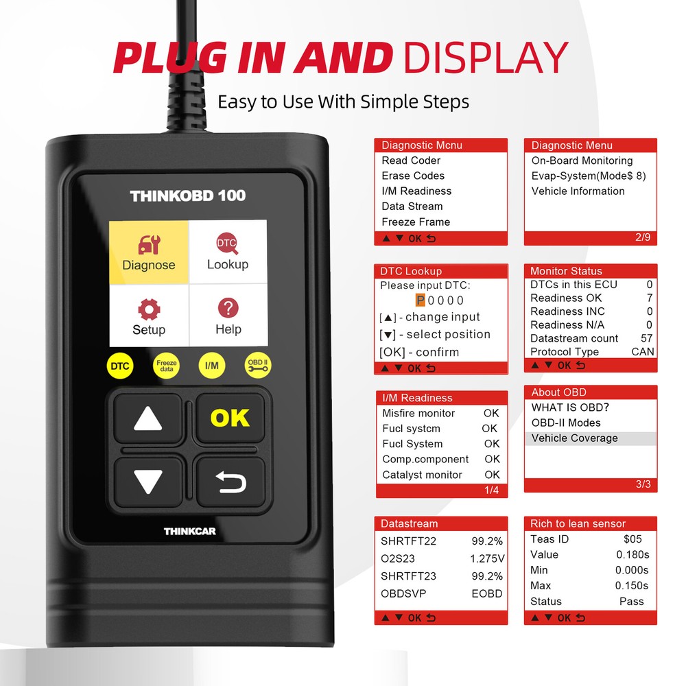 Code Reader Auto OBD2 Scanner Car Diagnostic Scan Tool Check Engine Light OBD