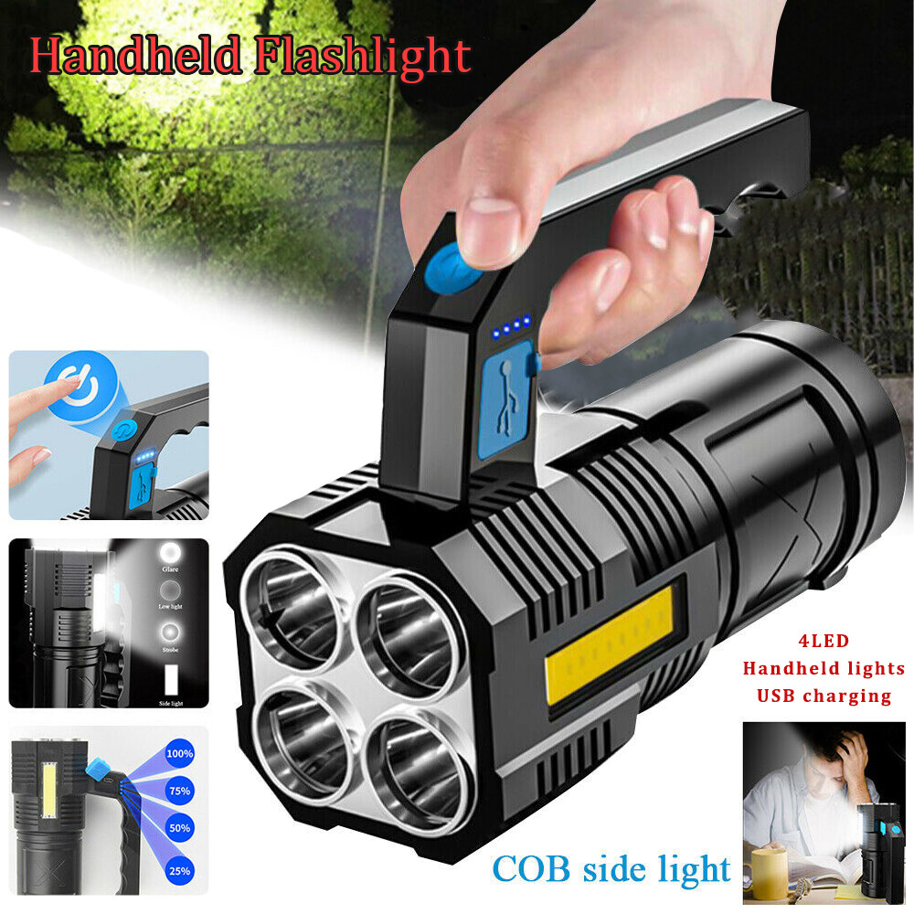Powerful LED flashlight Tactical flashlight rechargeable work light 4 lighting