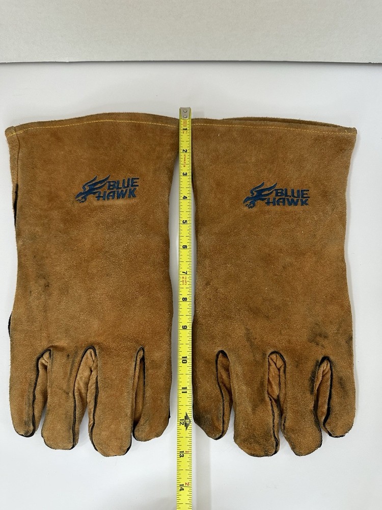 Welding Gloves Blue Hawk Leather One Size W/ Cotton Lining