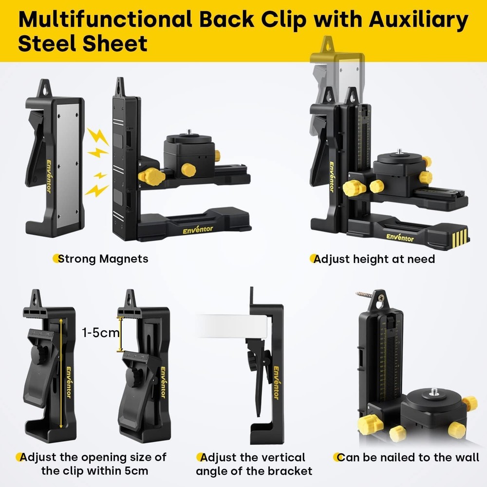 Precision Fine-Tuning Laser Level Adapter with Magnetic Base & Adjustable Clip