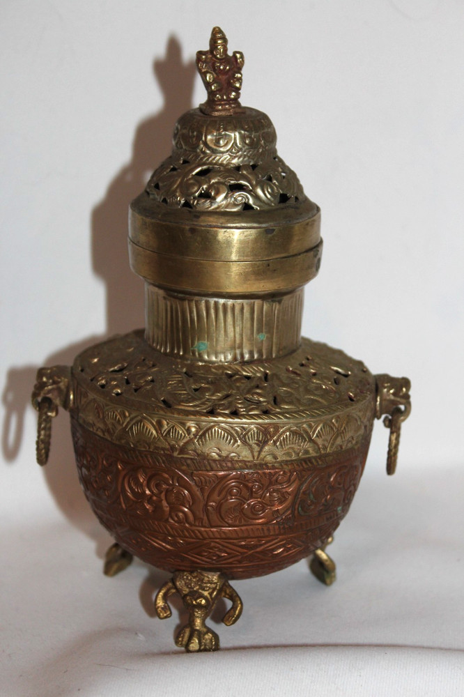 Vintage Incense Burner from India Footed Good Condition, Unique