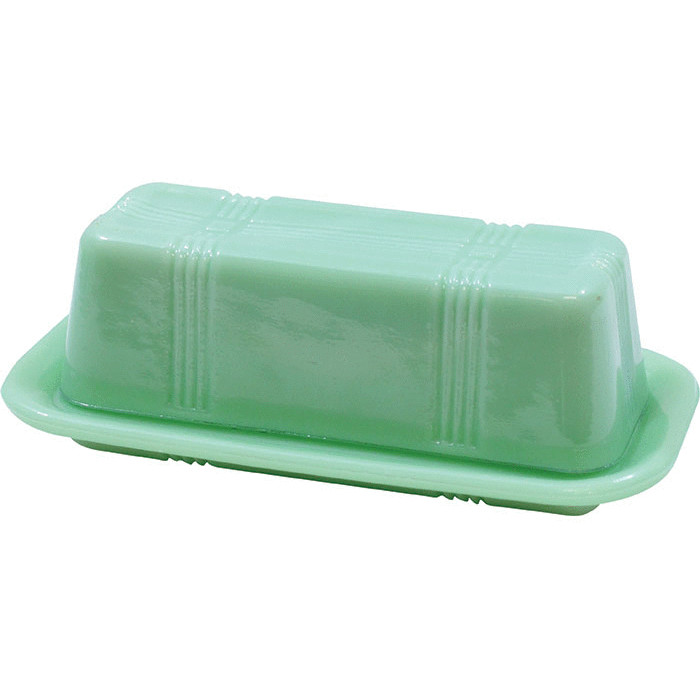 TableCraft Jadeite Green Glass Butter Dish