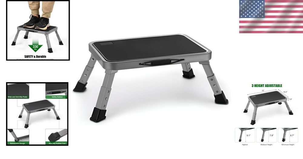 Foldable Step Stool with Non-Slip Platform - 330 Lbs Capacity, Portable Design
