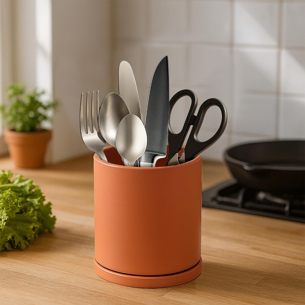 D'vine Dev 360° Rotating Utensil Holder – 5" Kitchen 5", Pumpkin