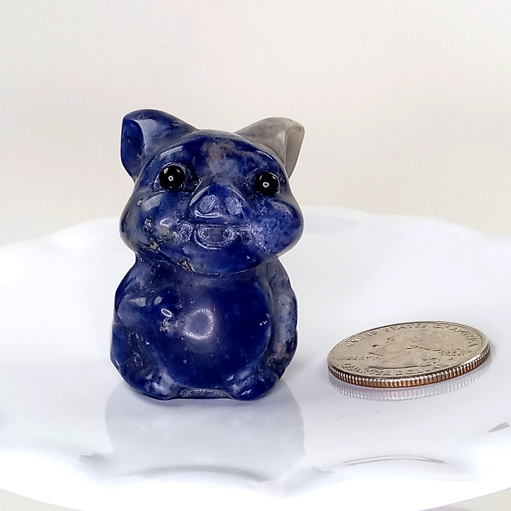 Sodalite Crystal Pig Figurine – Deep Blue Patterned | 41g | A37