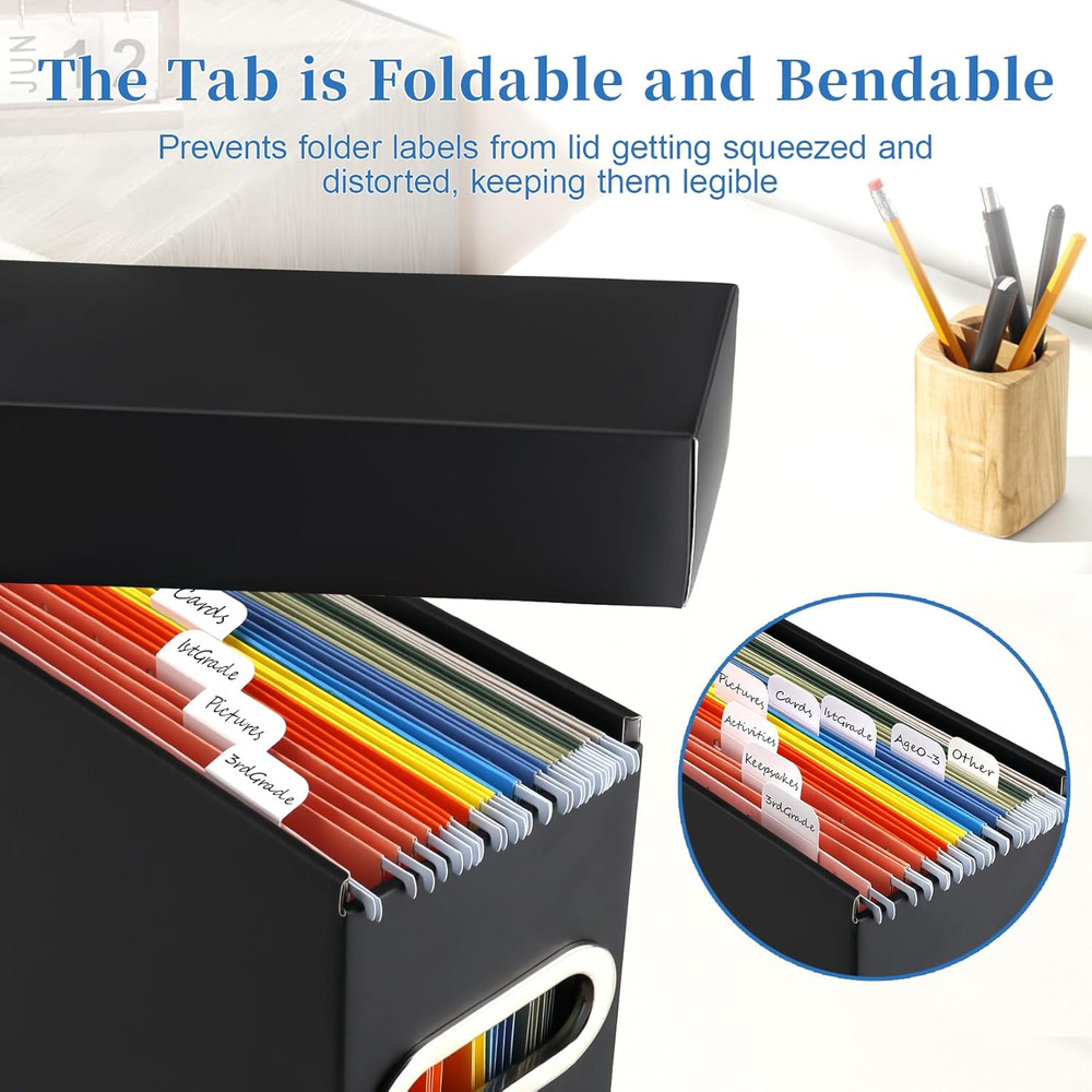 File Organizer Box with Lid & Handle, Thickened Cardboard Hanging File Folder...