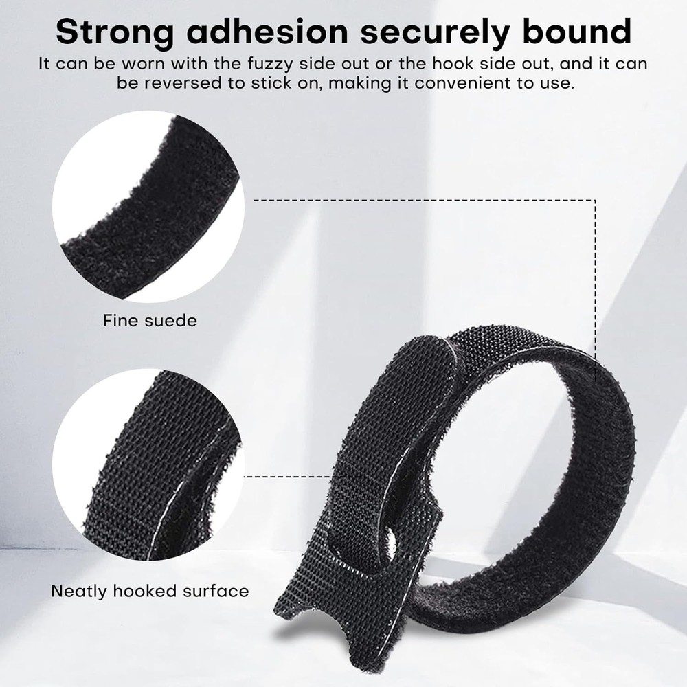 62PCS 6 inchs Microfiber Reusable Cable Ties – Adjustable Cord Organizer Stra...