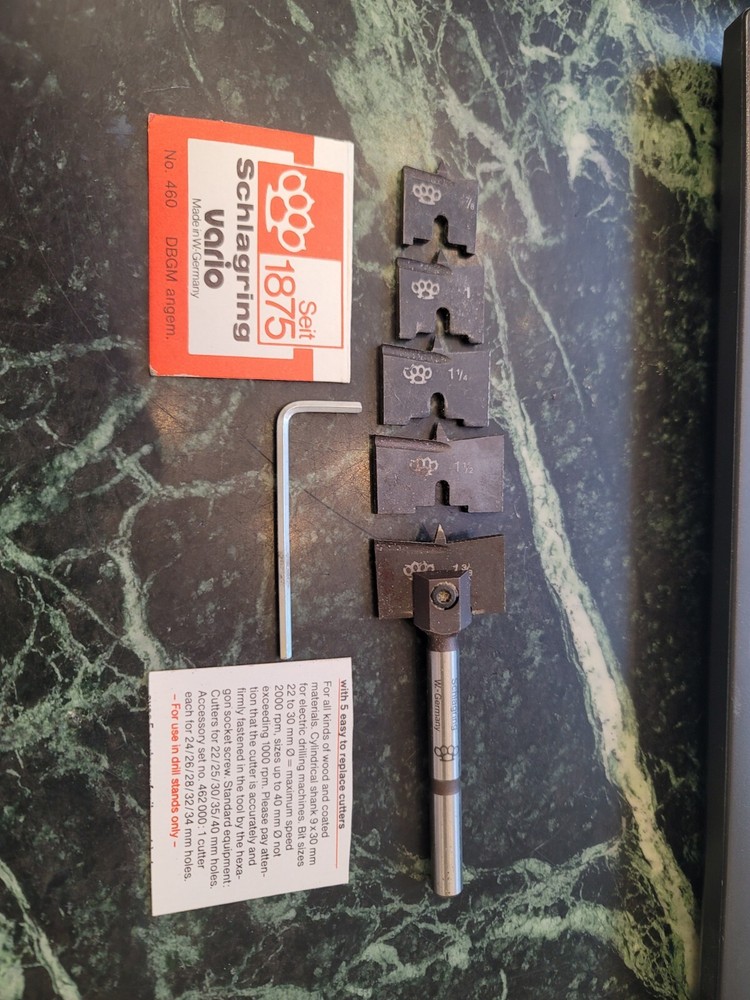 Schlagring Precision Spade Wood Plastic Variable Blade Drill Bit Kit Germany