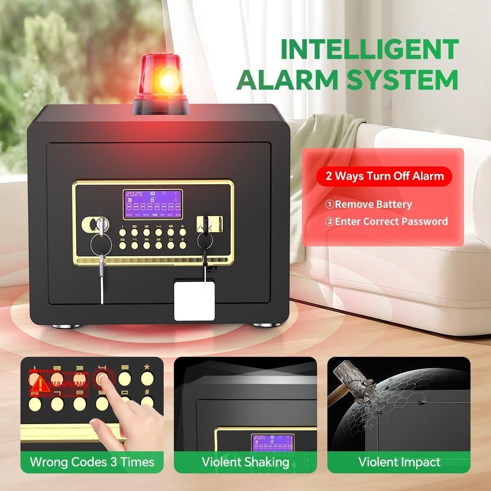 Electronic Safe with Digital Keypad & Alarm - Fireproof & Waterproof