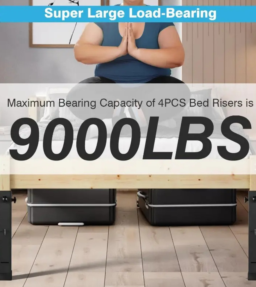 4 Packs 2.3" Diameter Square Metal Bed Risers