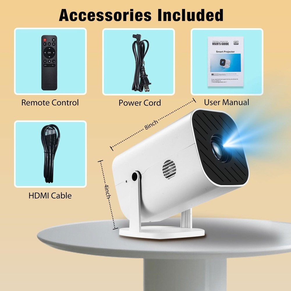 Projector,Mini Projector with Projector Stand,Bluetooth Projector 1080P Full ...