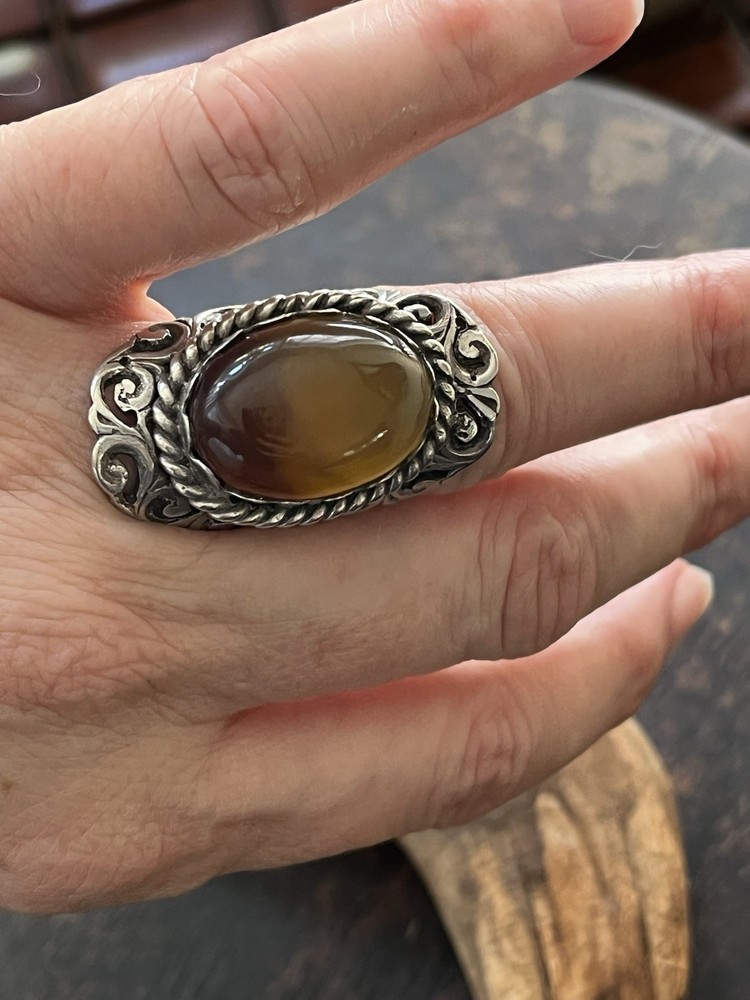 Handmade Sterling And Carnelian Statement Ring Size 7