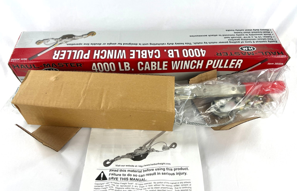 Haul Master 4000 LB Cable Winch Puller Model #30329 - CIB