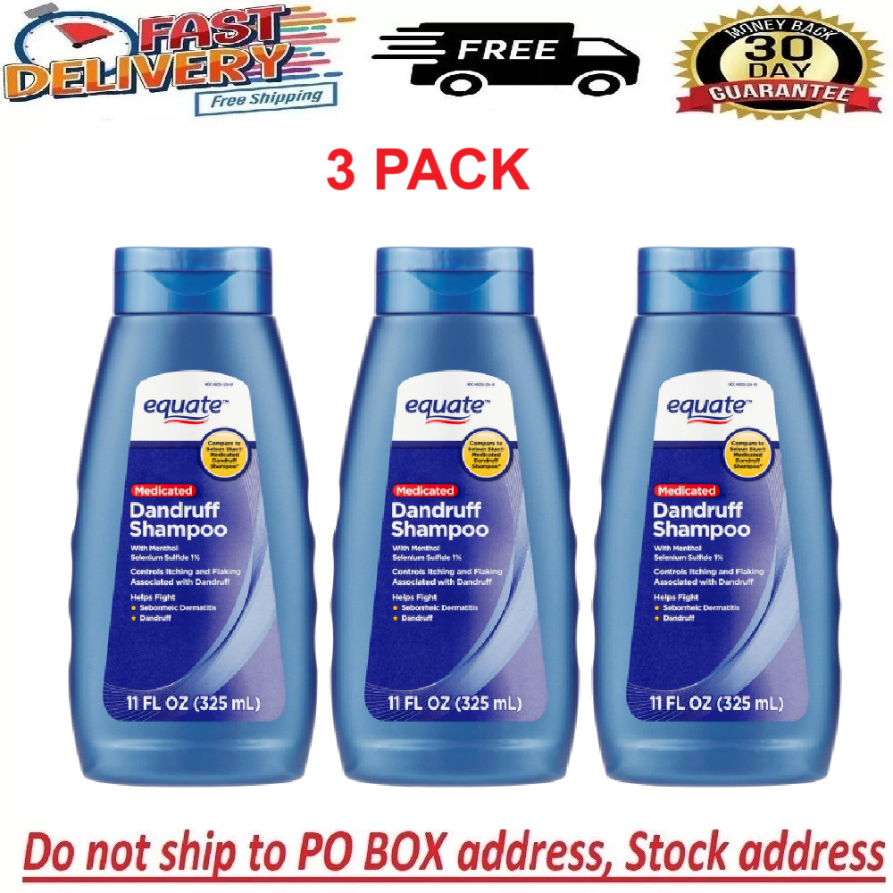(3 PACK) Equate Medicated Dandruff Shampoo with Selenium Sulfide 1%, 11 fl oz
