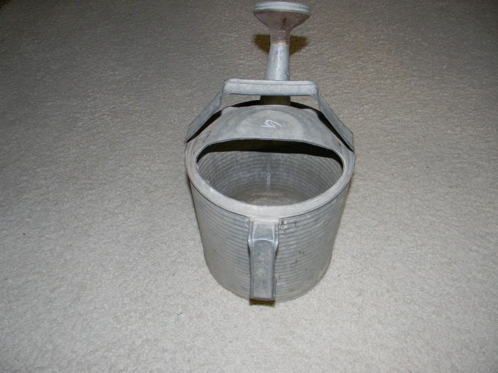 Vintage Authentic Galvanized Metal Watering Can Top & Side Handle