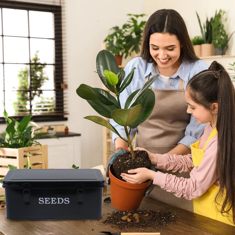 Seed Saving Box, Metal Seed Bin, Seed Storage Organizer, Seed Packet Container