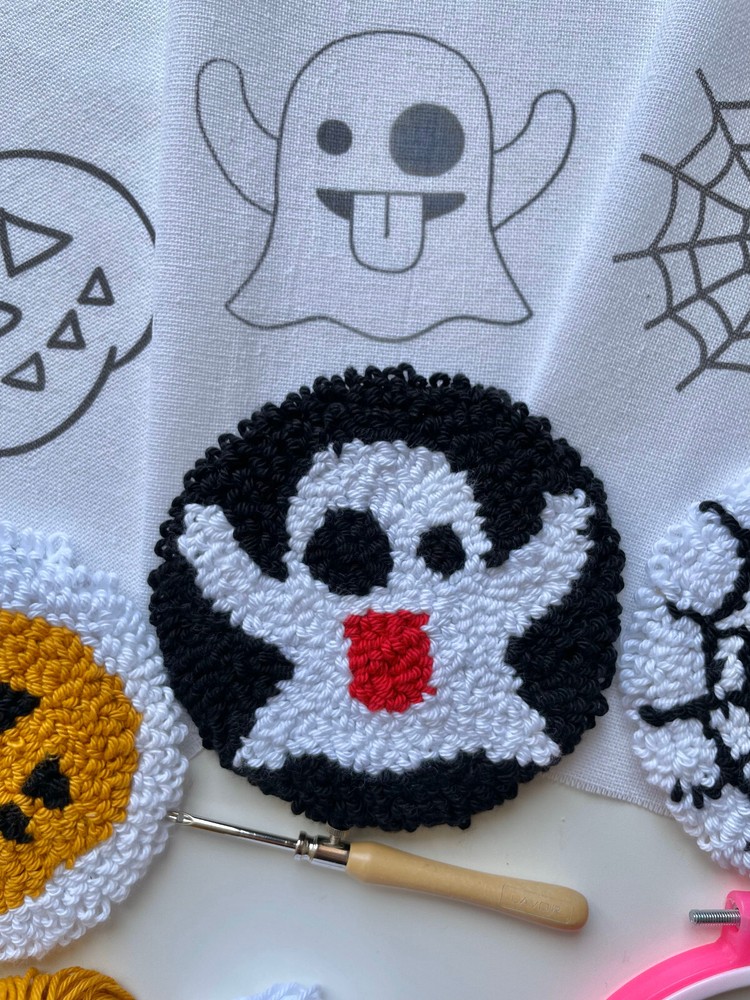 DIY Punch Needle Coaster Kit, Halloween Special Patterns