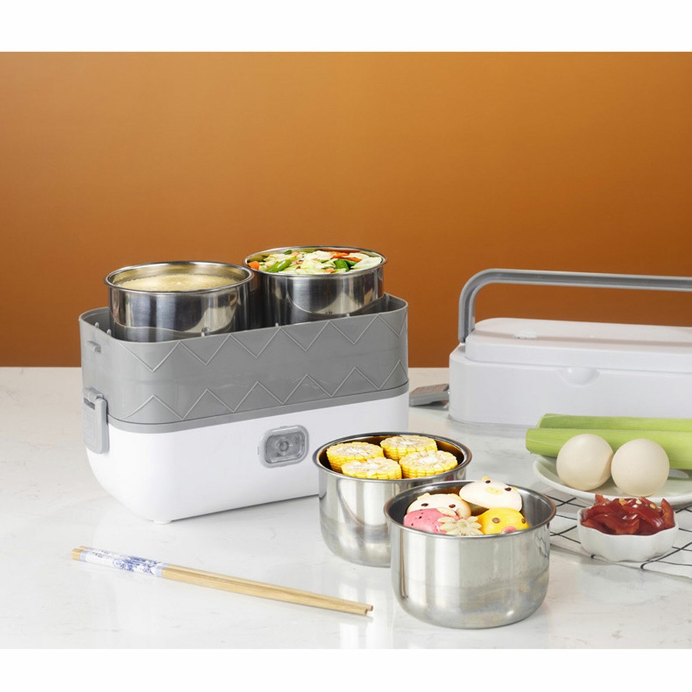 2Layer Portable Electric Heated Lunch Box Mini Microwave Oven Lunch Container