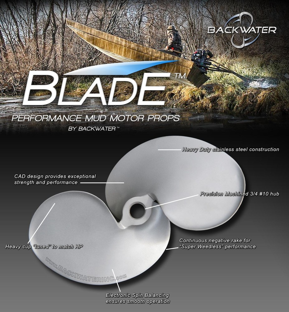 16-22 HP Mud Prop longtail Backwater motor godevil beavertail mudbuddy propeller