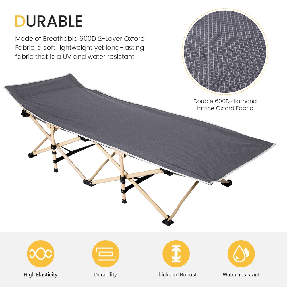 Folding Bed Camping Cot, Portable Folding Bed Suitable Camping Cot, Grey