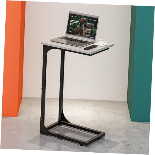 C-Shaped Side Table for Couch - Small 1-Pack Greige Without Power Outlets