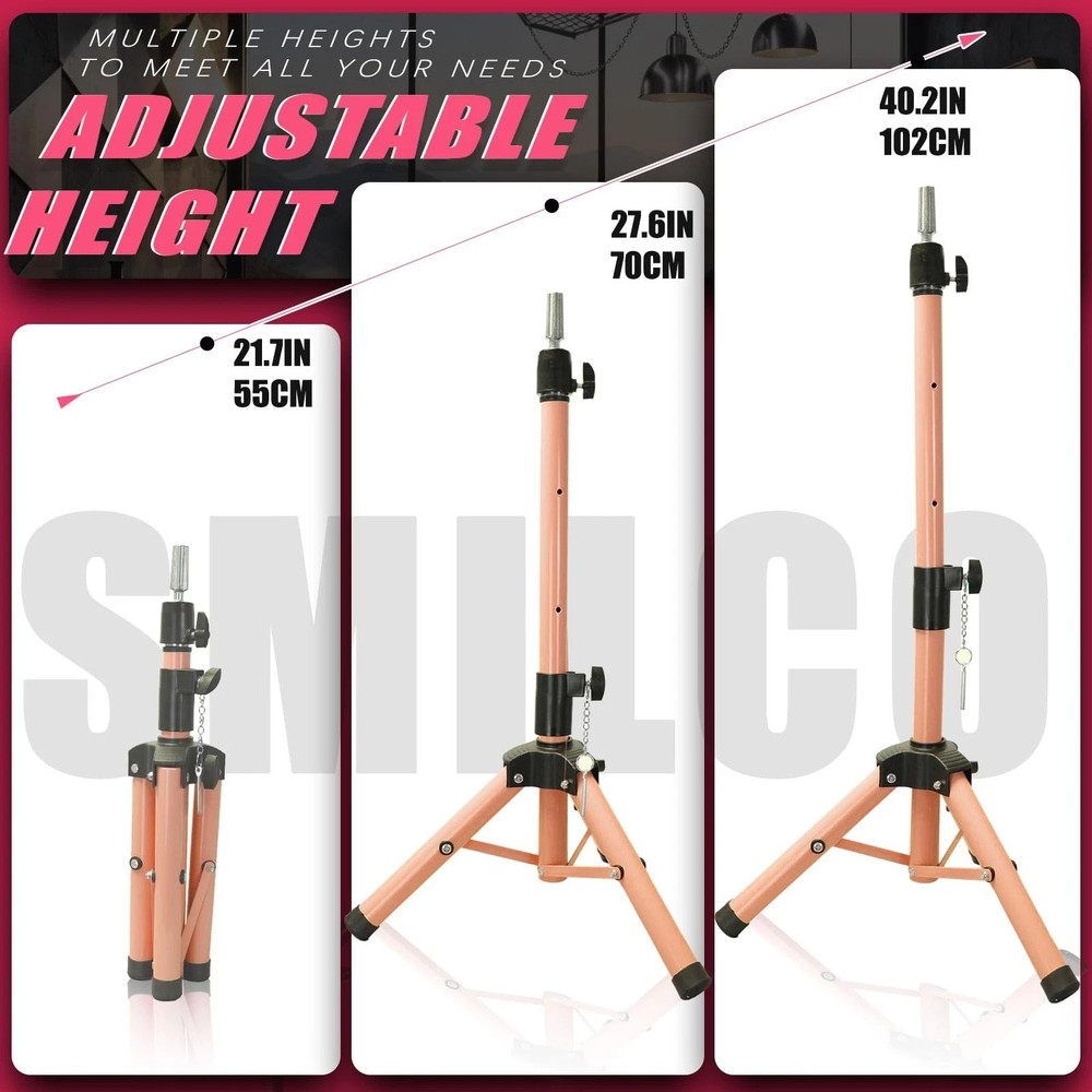 Adjustable Wig Stand Tripod Mannequin Head Stand Heavy Duty