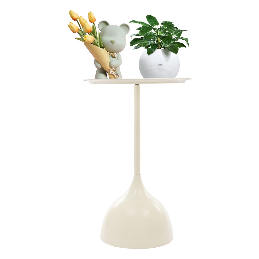 Modern Side Table, Round Side Table, Round Bedside Table Cream White New
