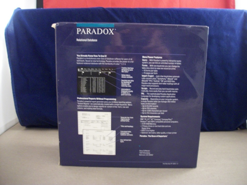 1985 Ansa Paradox Relational Database Software Version 1.1 MS-DOS 5.25 Disks