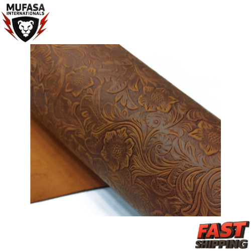 Bump Texture Genuine Leather Sheets Plain Geometric Pattern, Tan, 12"x24"