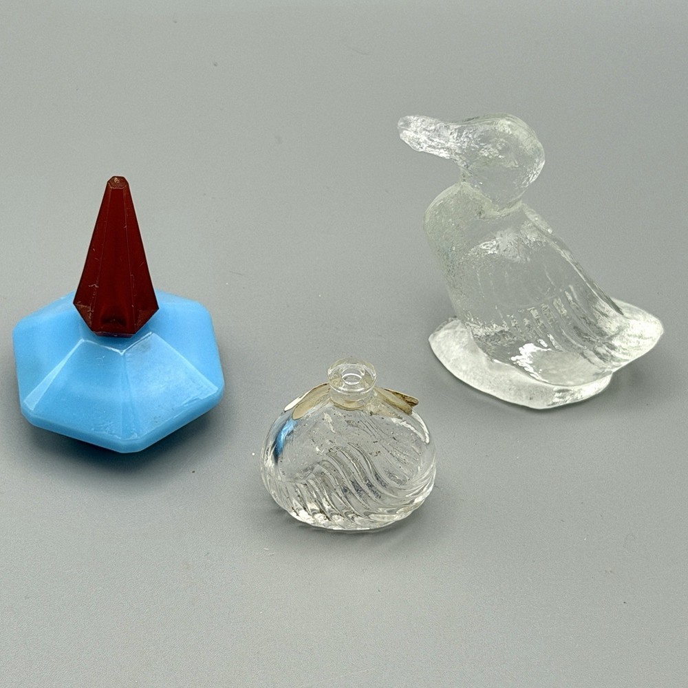 Mini ☆ Eau De Parfum ☆ LOU LOU  CACHAREL Perfume Bottle ☆ Empty Glass Duck  3pc