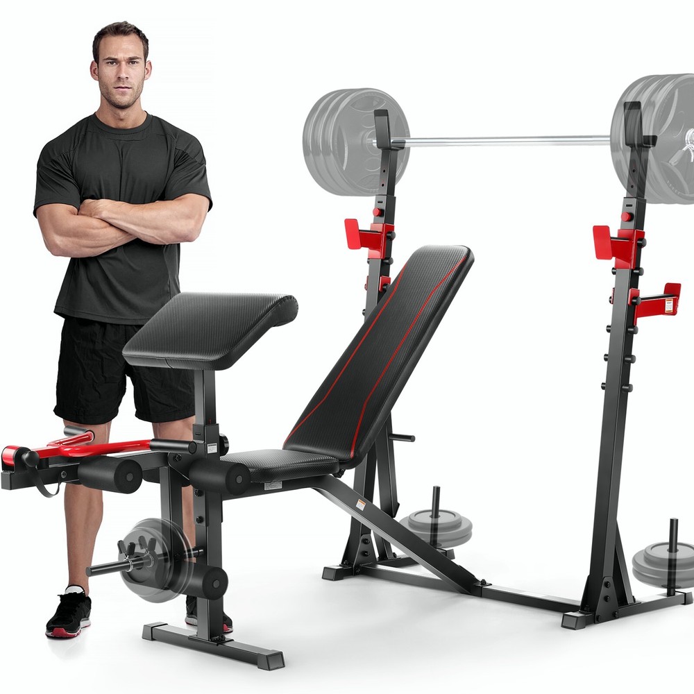 900LBS Weight Bench with Squat Rack Adjustable Workout Bench for Home Exercise⭐⭐