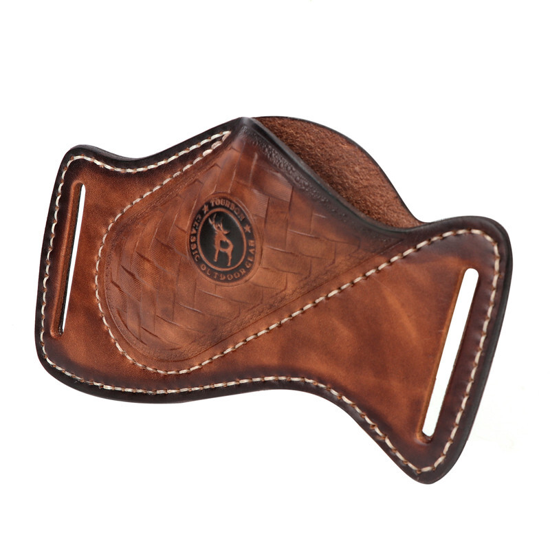 TOURBON Leather Folding/Fixed Knife Sheath EDC Compact Tools Belt Pouch