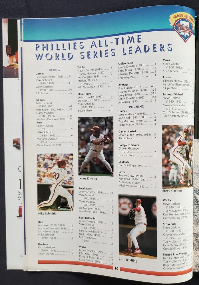1993 Philadelphia Phillies NLCS Official MLB Program Daulton Schilling Williams