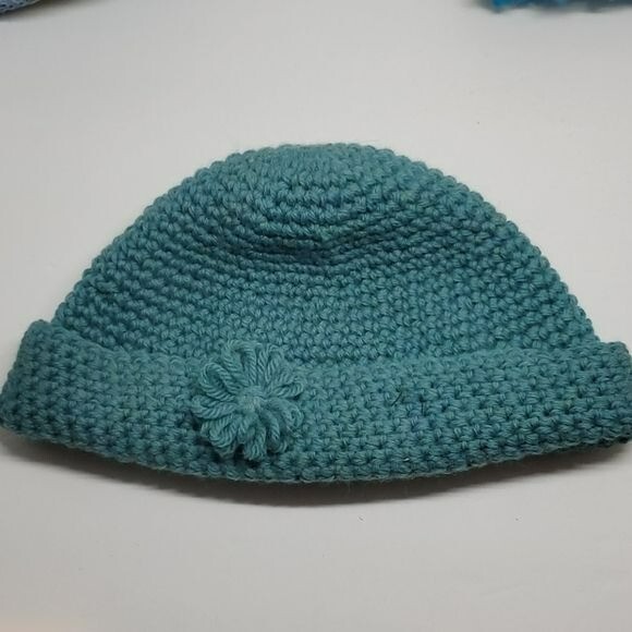 5 Vintage, Handmade Crocheted Hats